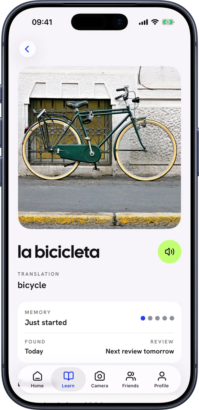 A word's page with its memory gauge