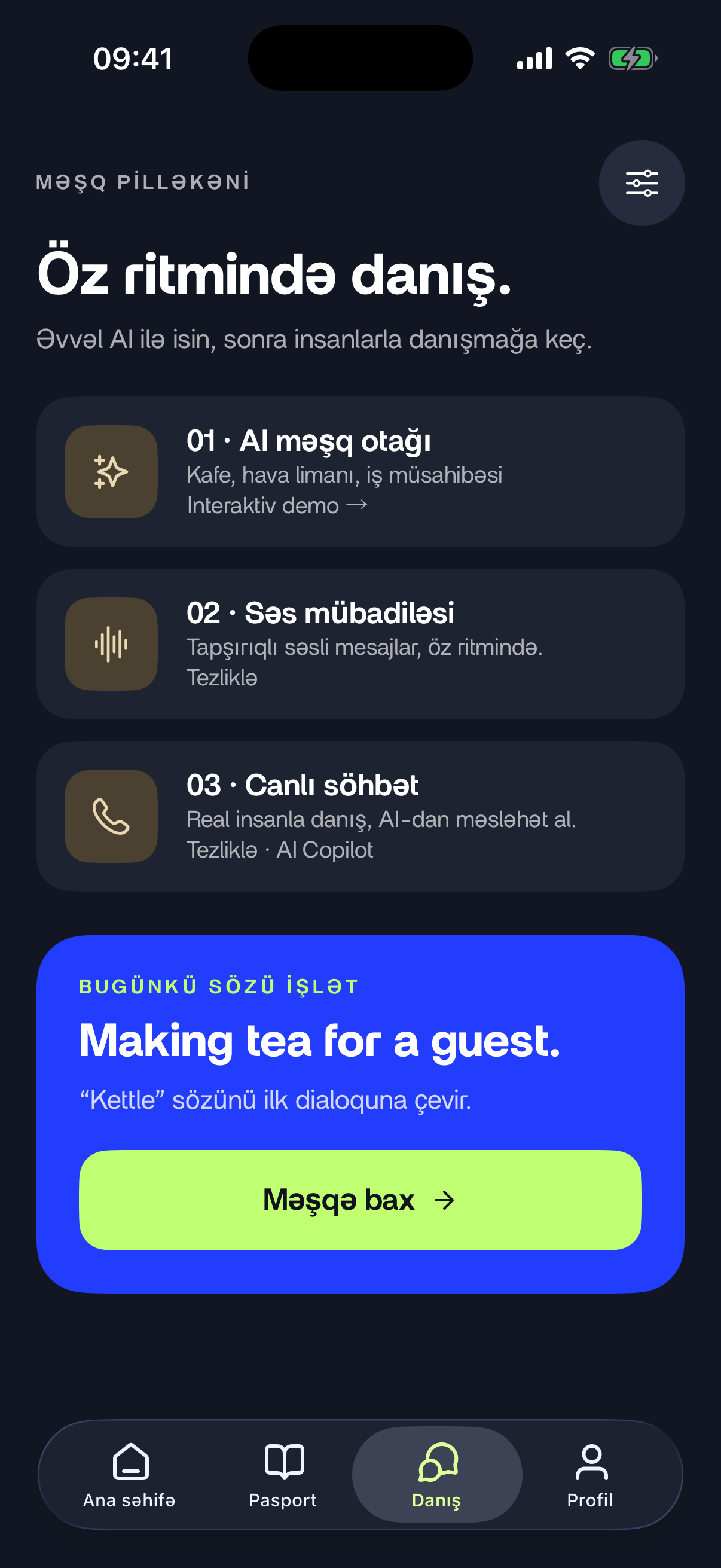 Məşq pilləkəni ekranı